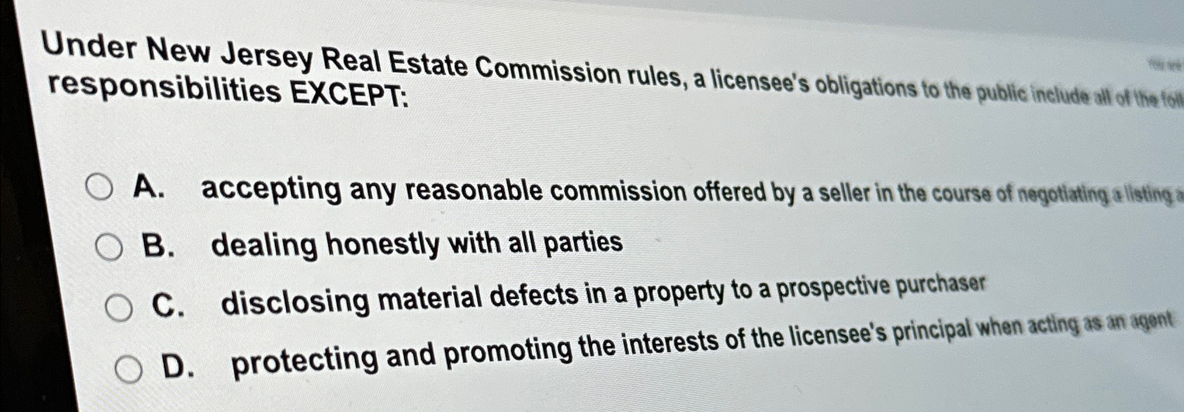 Solved Under New Jersey Real Estate Commission rules, a