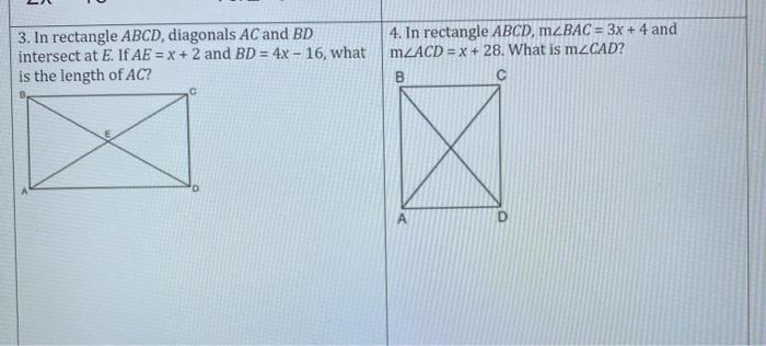 Solved 3 In Rectangle Abcd Diagonals Ac And Intersec Chegg Com