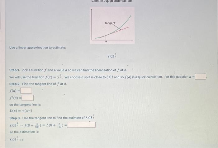 Solved Use a linear approximation to estimate: 8.0333 Step | Chegg.com