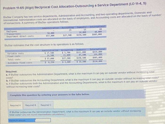 Solved Problem 11-65 (Algo) Reciprocal Cost | Chegg.com