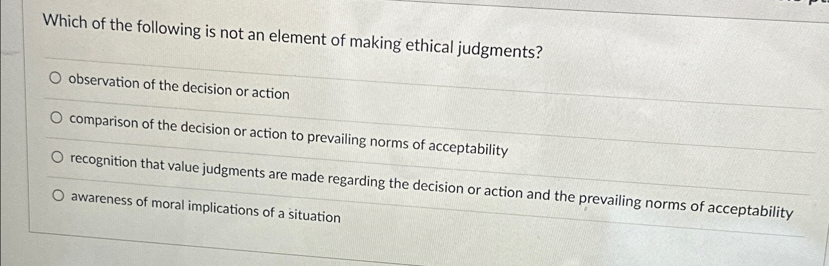 Solved Which of the following is not an element of making | Chegg.com