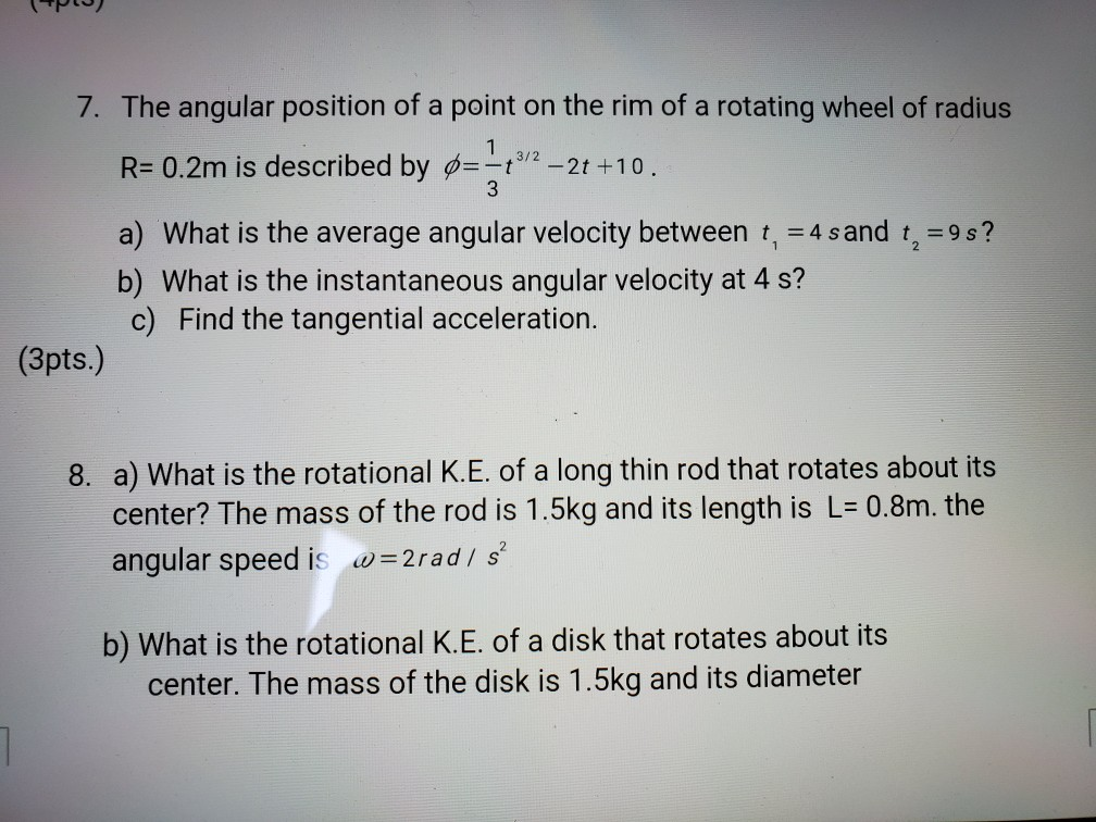 Point On Wheel Rotation And Translation Example Problem Solved 7. The angular position of a point on the rim of a | Chegg.com