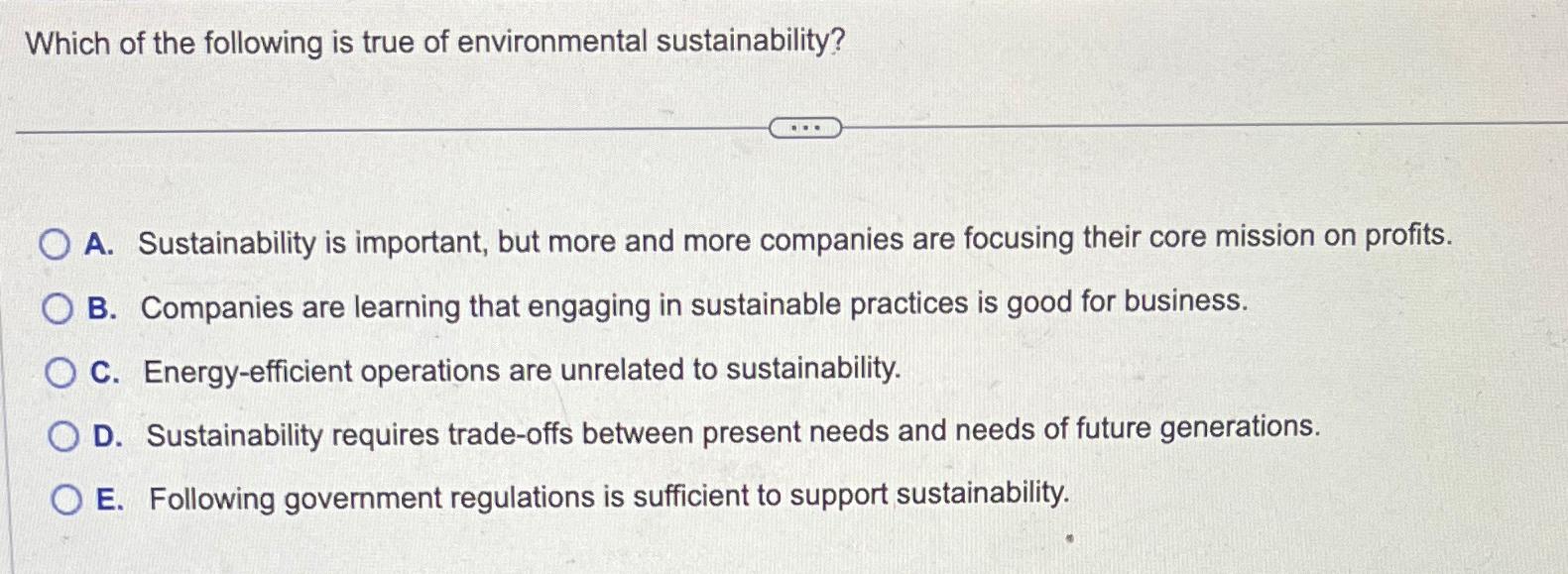 Solved Which of the following is true of environmental | Chegg.com