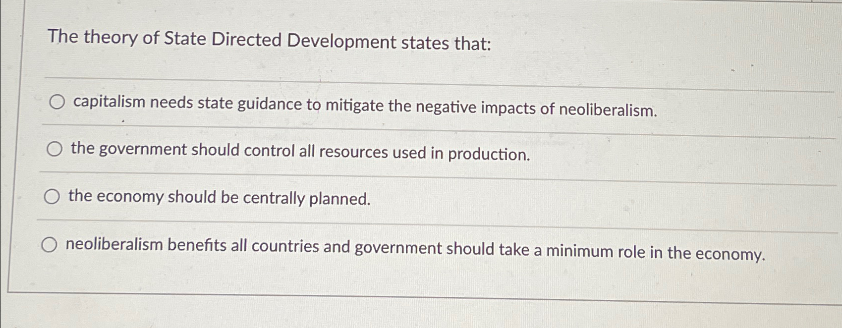 Solved The theory of State Directed Development states | Chegg.com