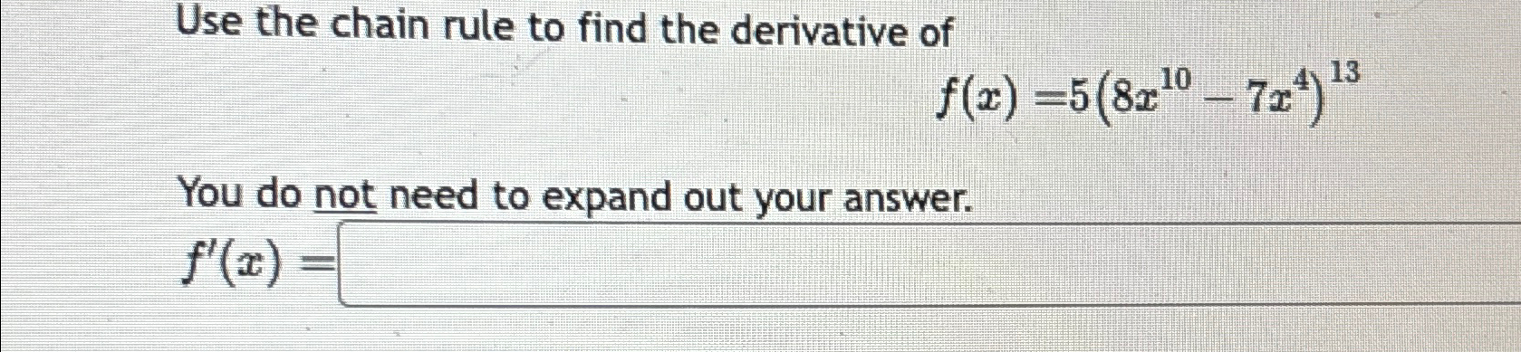 Solved Use the chain rule to find the derivative | Chegg.com