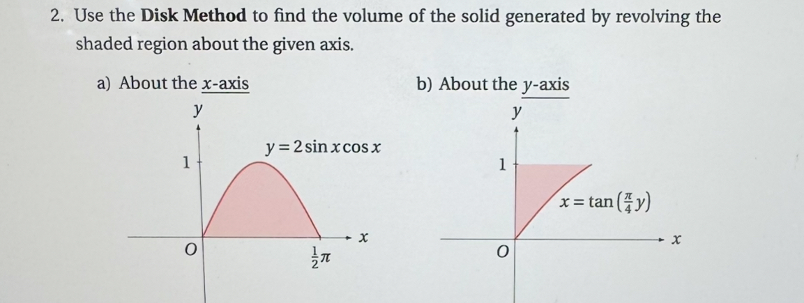 Solved Use the Disk Method to find the volume of the solid | Chegg.com