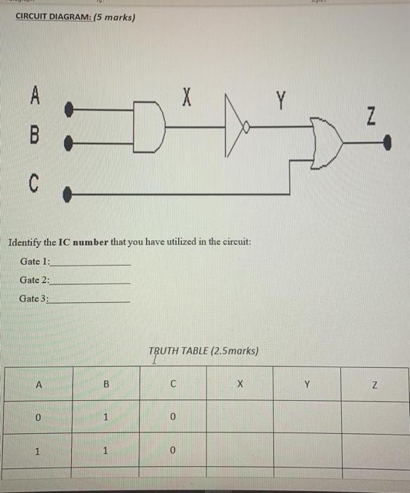 Solved CIRCUIT DIAGRAM: (5 marks) Х Y Z B C Identify the IC | Chegg.com