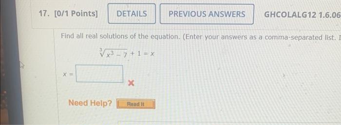 Solved Find all real solutions of the equation. (Enter your | Chegg.com
