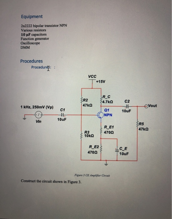 Solved Equipment 2n2222 bipolar transistor NPN Various | Chegg.com