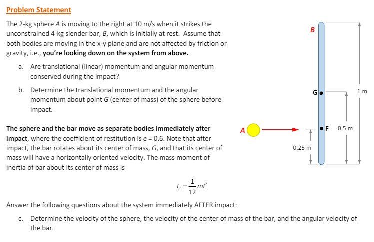 Solved Problem StatementThe 2-kg ﻿sphere A ﻿is moving to the | Chegg.com