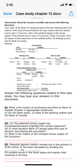 2:45 Done Case study chapter 12.docx Instructions: | Chegg.com