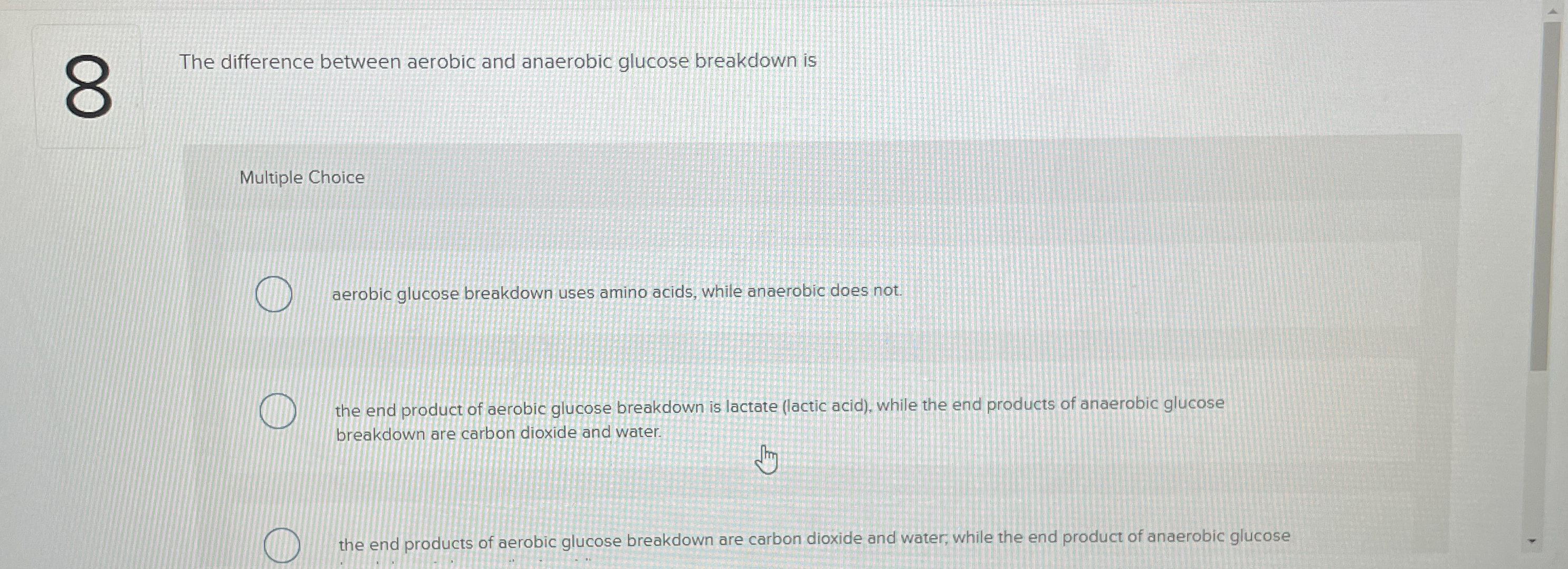 Solved The difference between aerobic and anaerobic glucose | Chegg.com