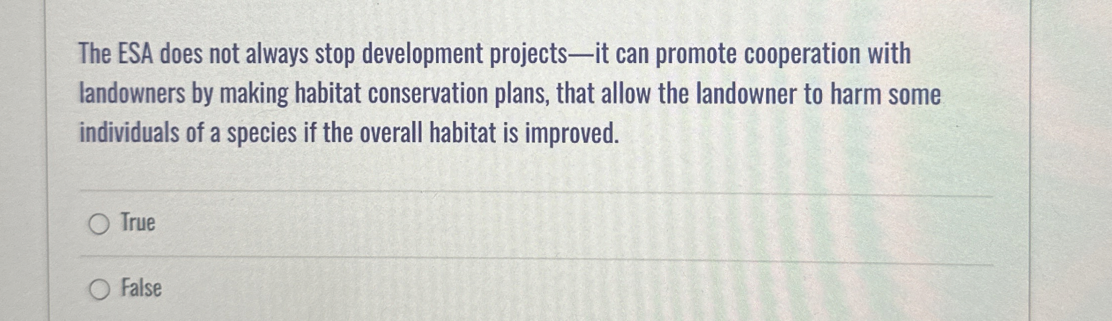 Solved The ESA does not always stop development projects-it | Chegg.com
