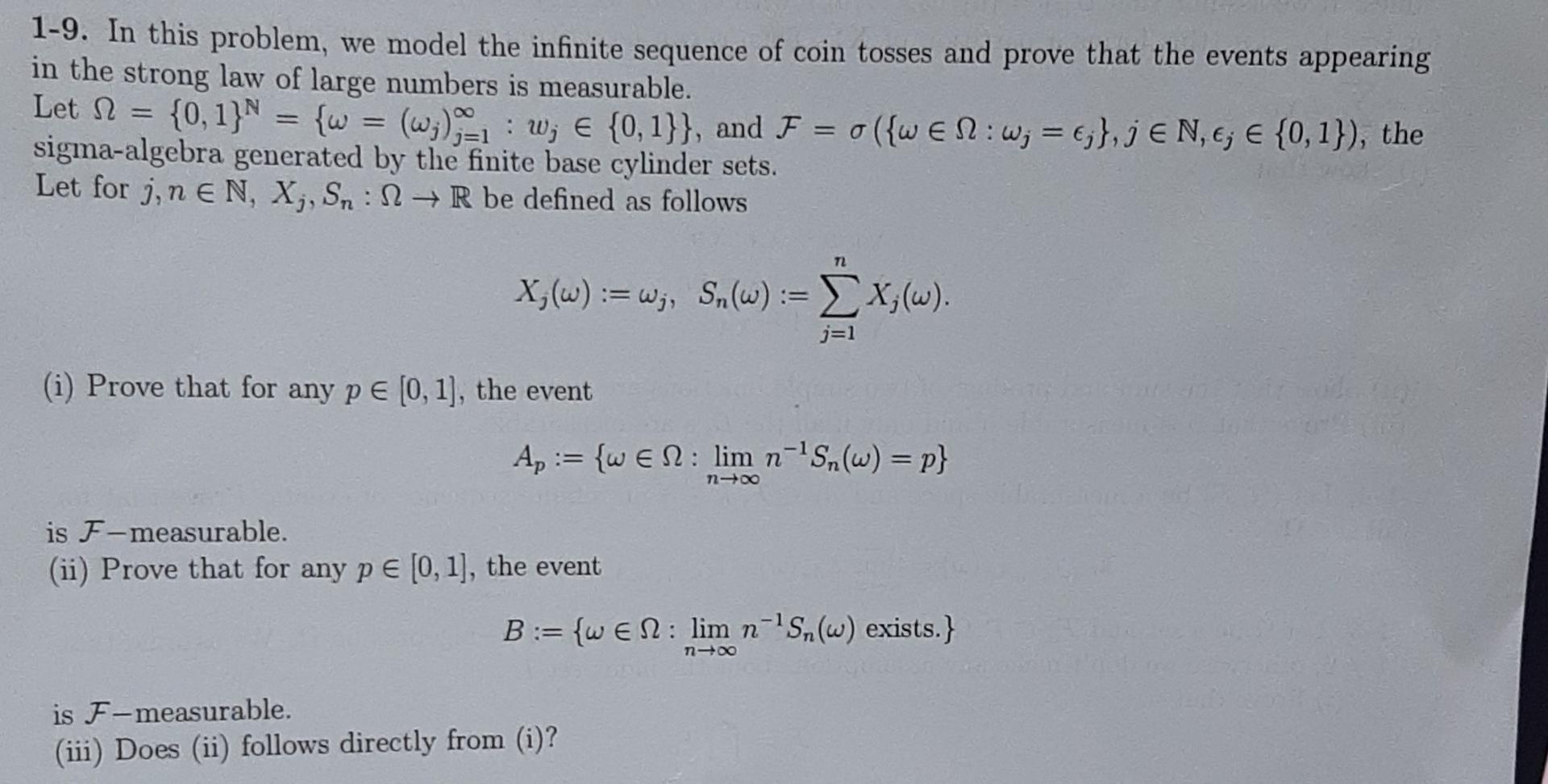 1-9. In this problem, we model the infinite sequence | Chegg.com