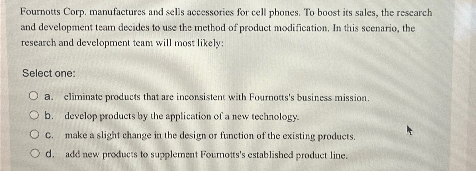 Solved Fournotts Corp. manufactures and sells accessories