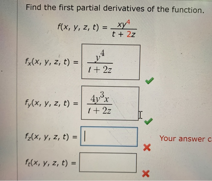 Solved Find The First Partial Derivatives Of The Function