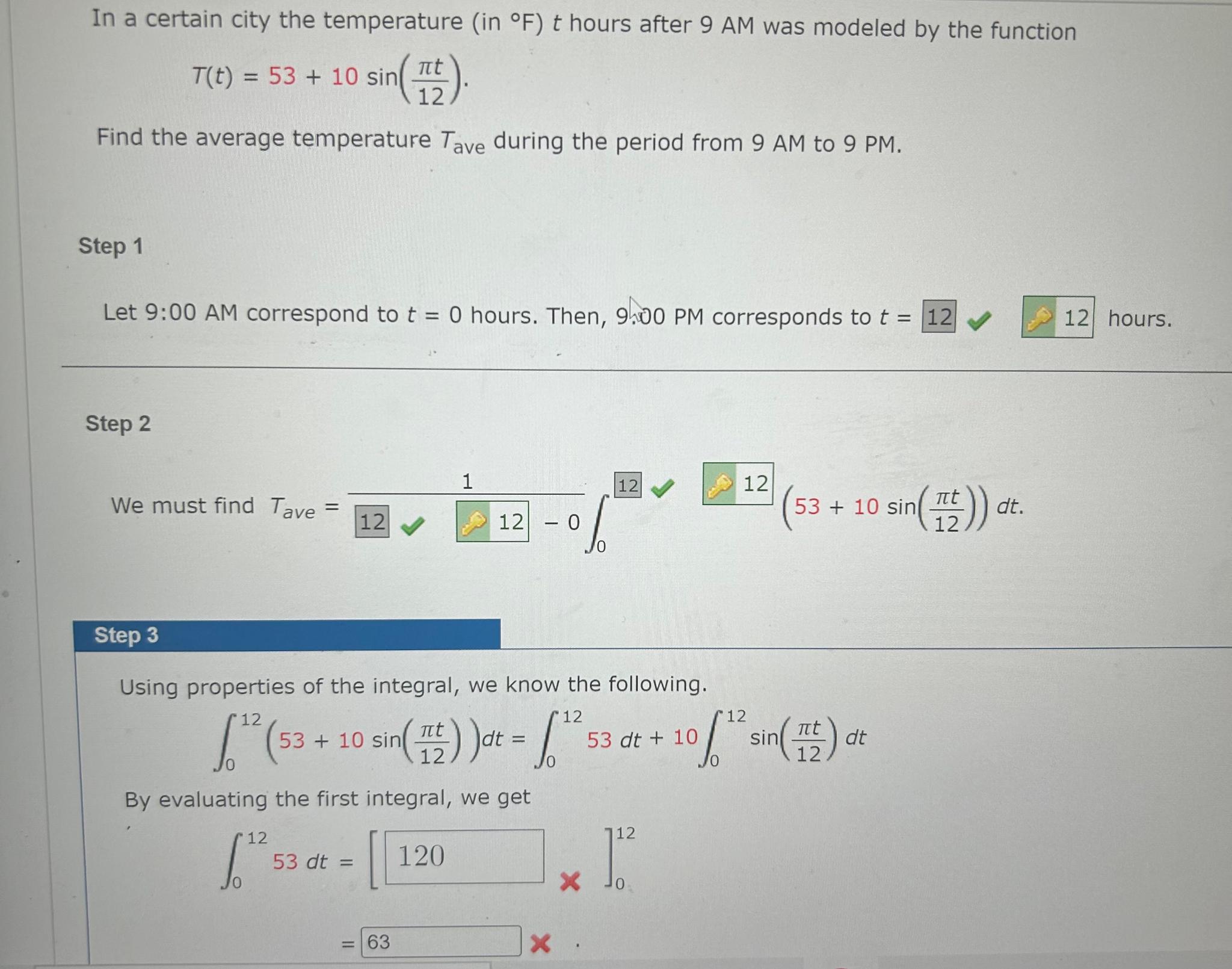 Solved In a certain city the temperature (in °F ) t ﻿hours | Chegg.com