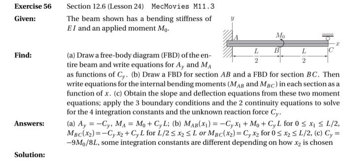 Solved Exercise 56 Section 12.6 (lesson 24) Mecmovies M11.3 