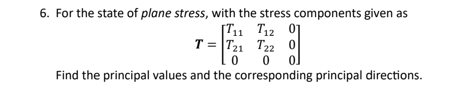 Solved For the state of plane stress, with the stress | Chegg.com