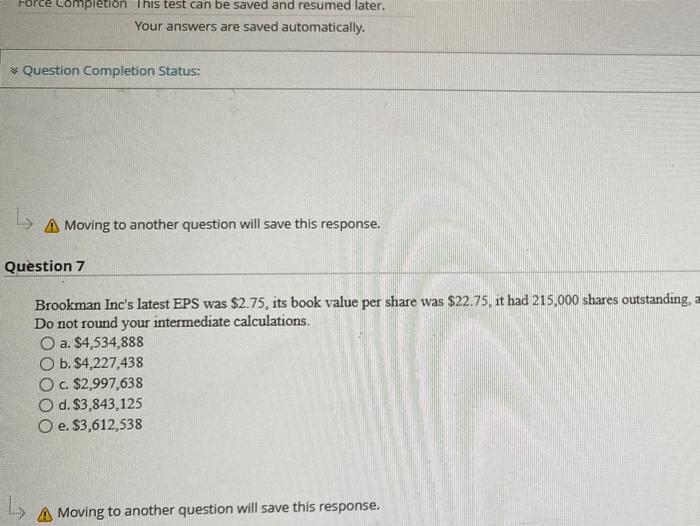Solved Completion this test can be saved and resumed later.
