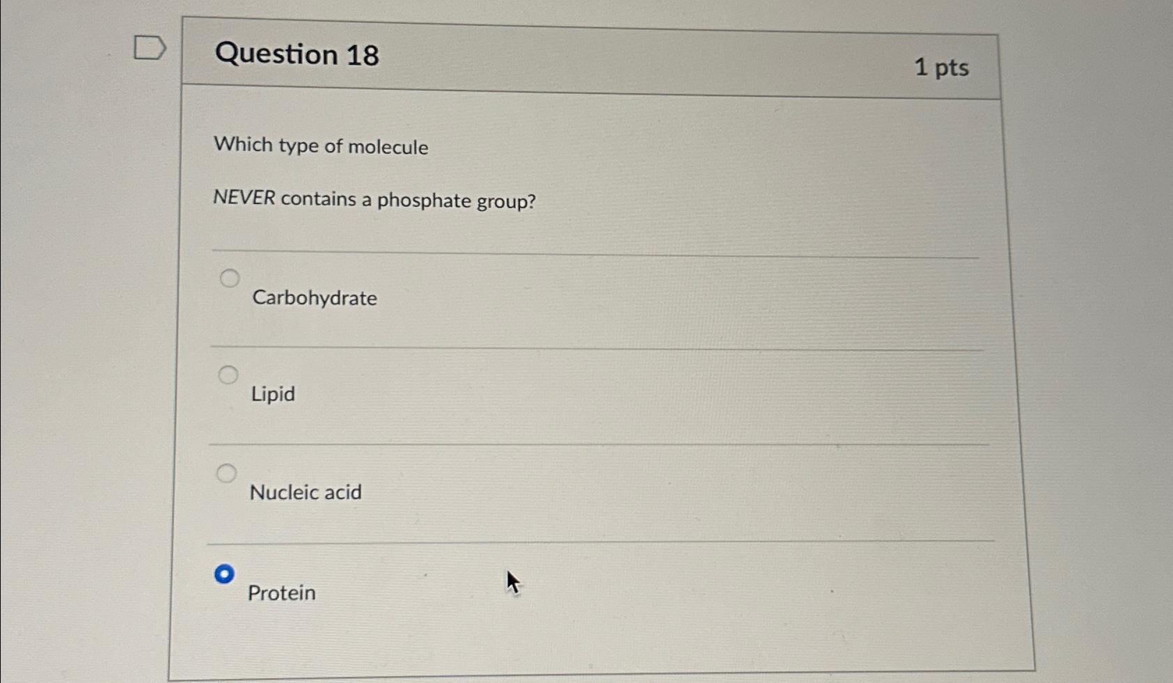 Solved Question Ptswhich Type Of Moleculenever Contains Chegg Com