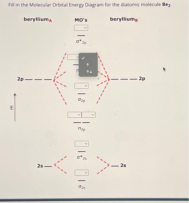 Solved Fill in the Molecular Orbital Energv Diagram for the | Chegg.com