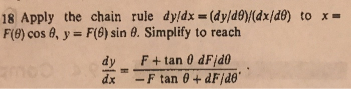 Solved 18 Apply the chain rule dy/dx =(dy/d6)/(dx/dd) to x= | Chegg.com