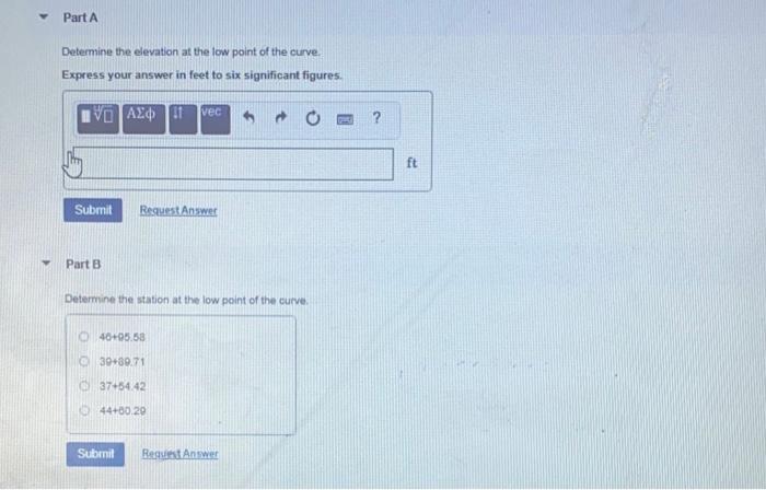 Solved Part A Determine the elevation at the low point of | Chegg.com
