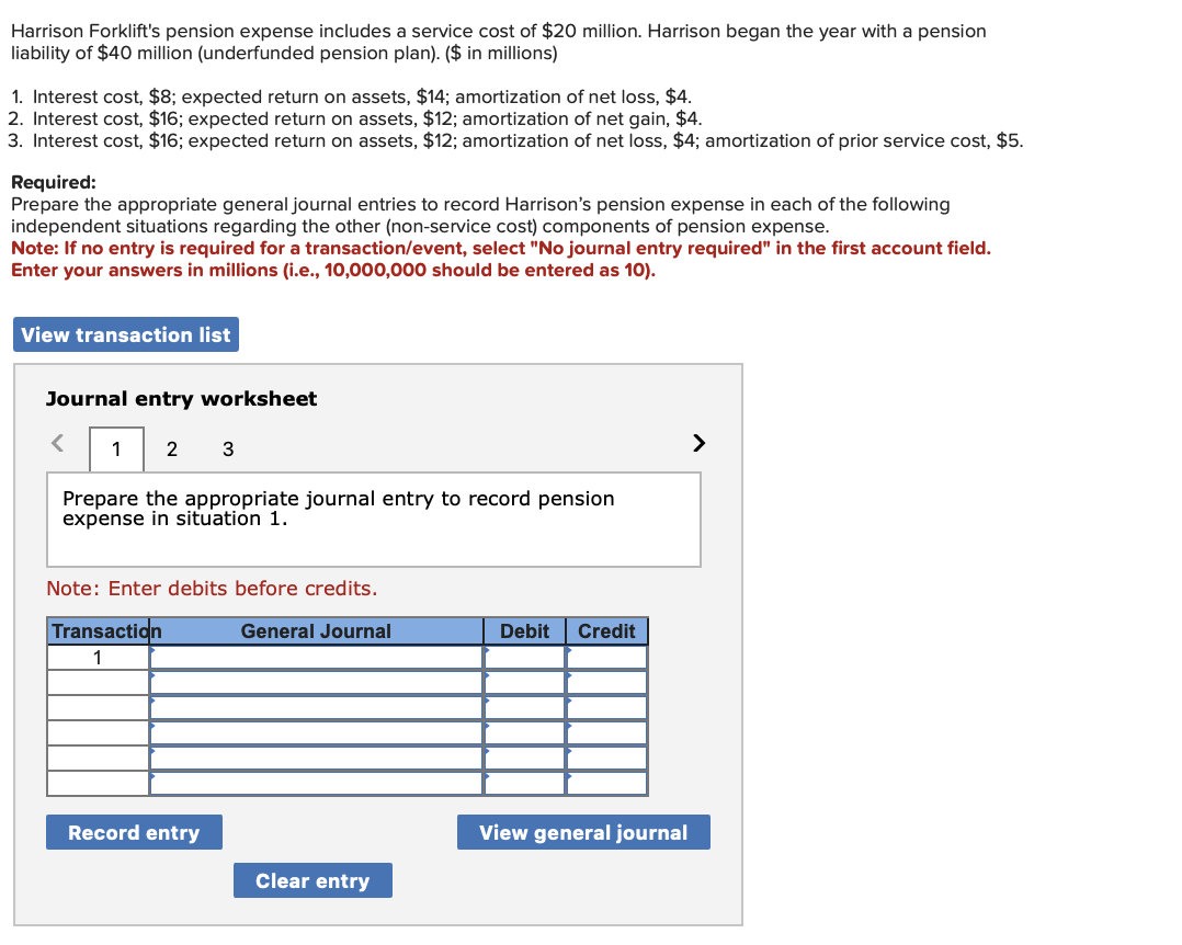 Solved Harrison Forklift's Pension Expense Includes A | Chegg.com