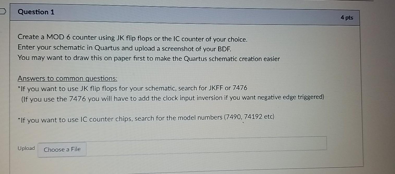 Question 1 4 pts Create a MOD 6 counter using JK flip | Chegg.com