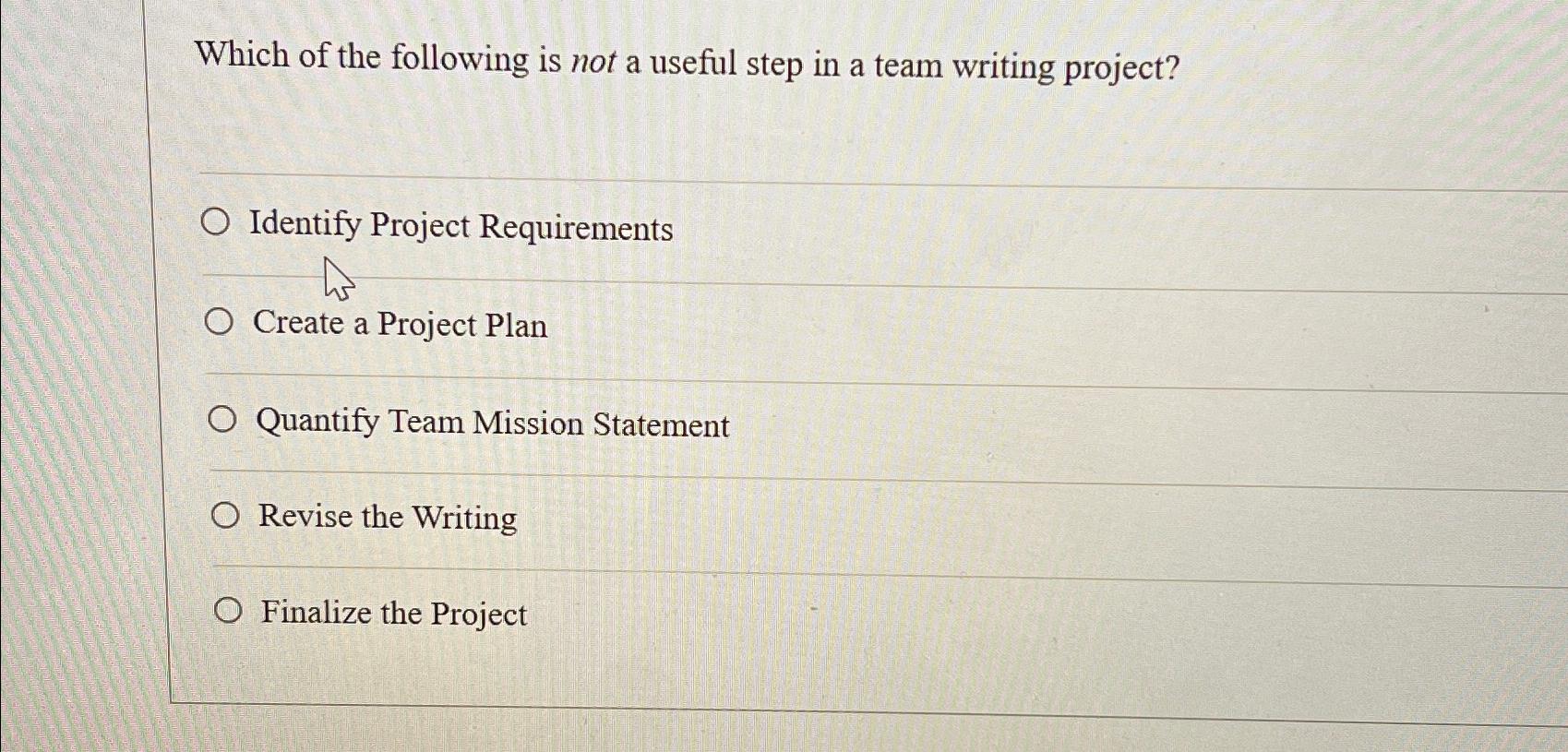 Solved Which of the following is not a useful step in a team | Chegg.com