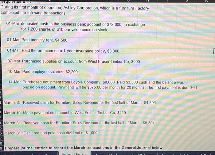 Solved During its first month of operation, Ashley