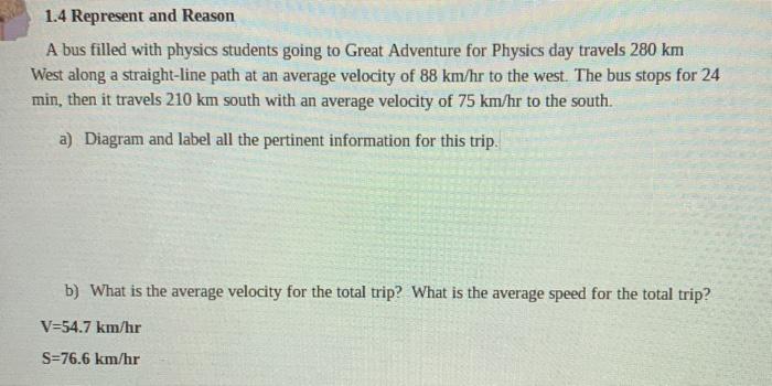 Solved 1.4 Represent and Reason A bus filled with physics | Chegg.com