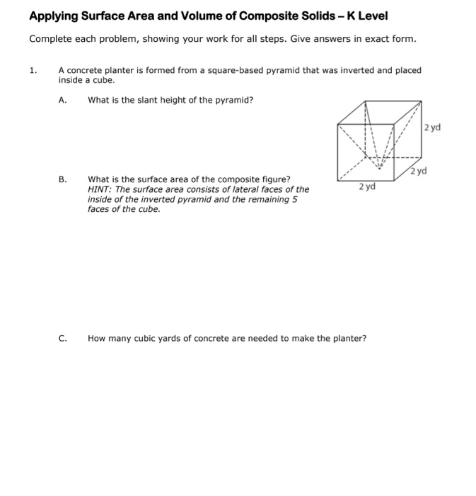 Solved Applying Surface Area and Volume of Composite Solids | Chegg.com