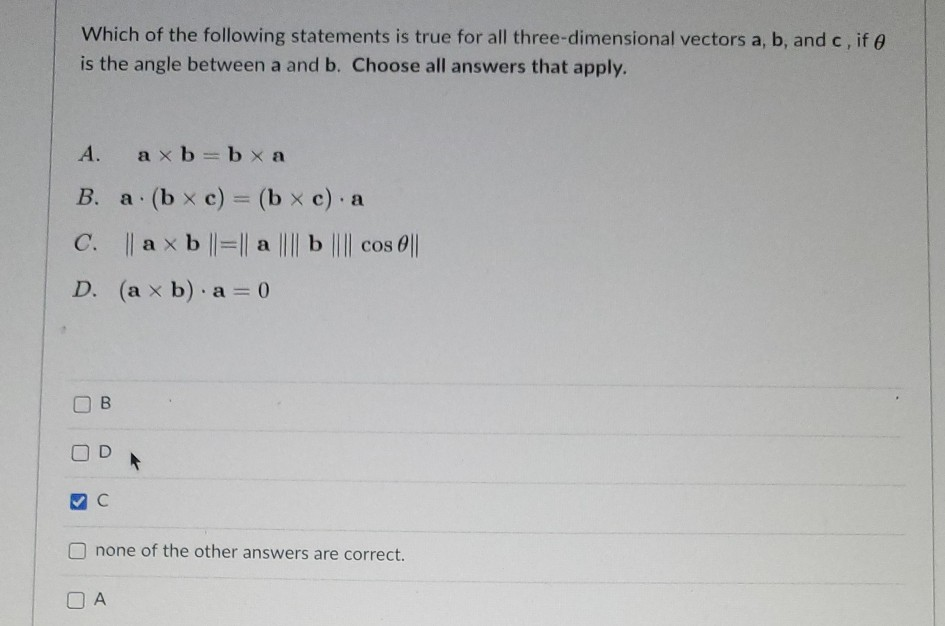 Solved Which of the following statements is true for all | Chegg.com