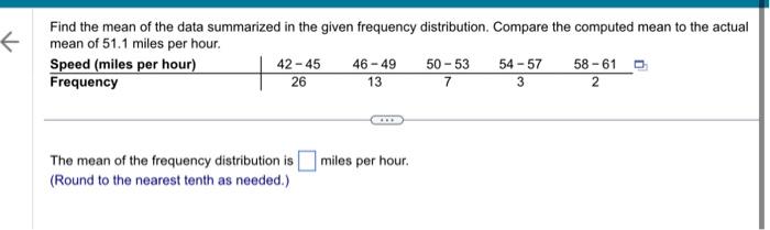 Solved ← Find The Mean Of The Data Summarized In The Given