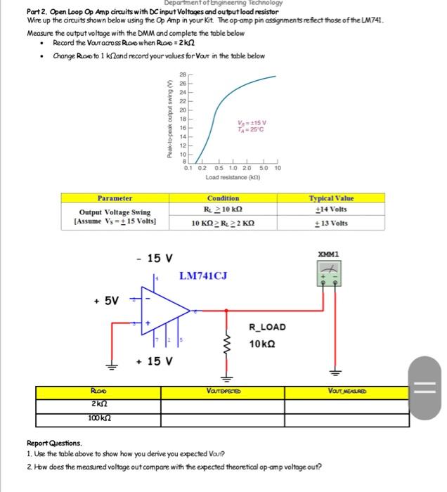Solved Part 2. Open Loop Op Amp cirauits with DC input