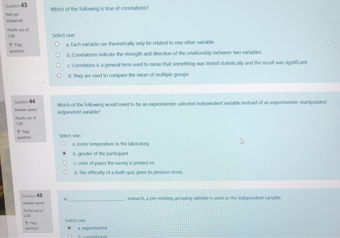 Solved Question 43 Not yet answered Which of the following | Chegg.com