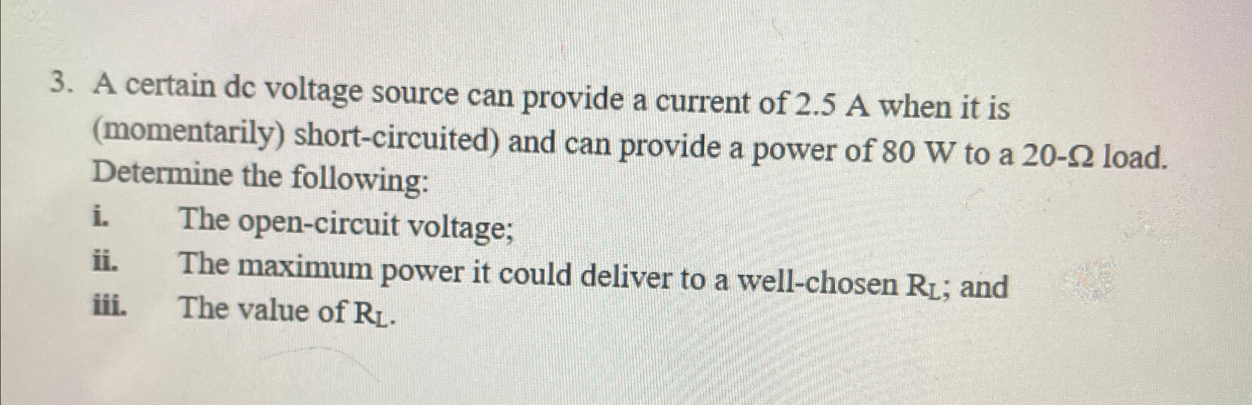 Solved A certain dc voltage source can provide a current of | Chegg.com