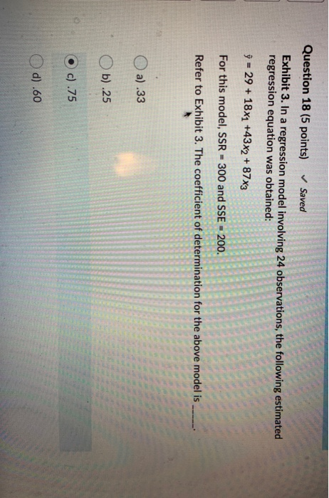 Solved Question 18 (5 points) Saved Exhibit 3. In a | Chegg.com
