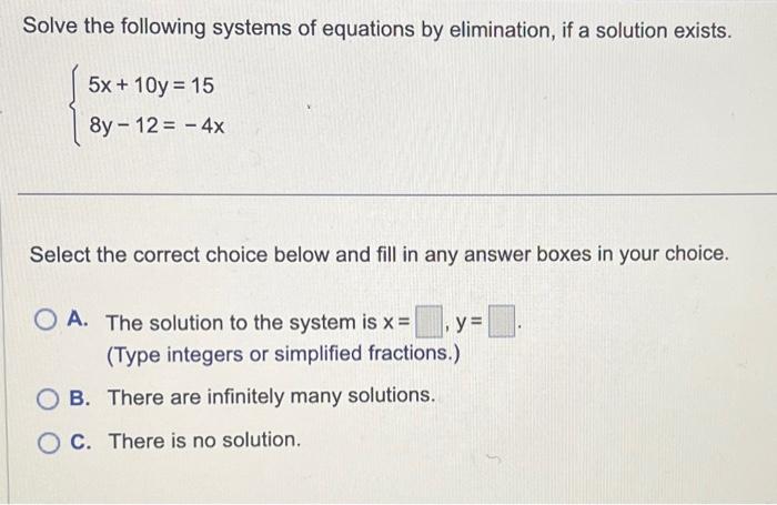 Solved Solve The Following Systems Of Equations By | Chegg.com