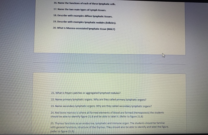 Solved Chapter 21 Exploratory Questions Lymphatic System 1. | Chegg.com