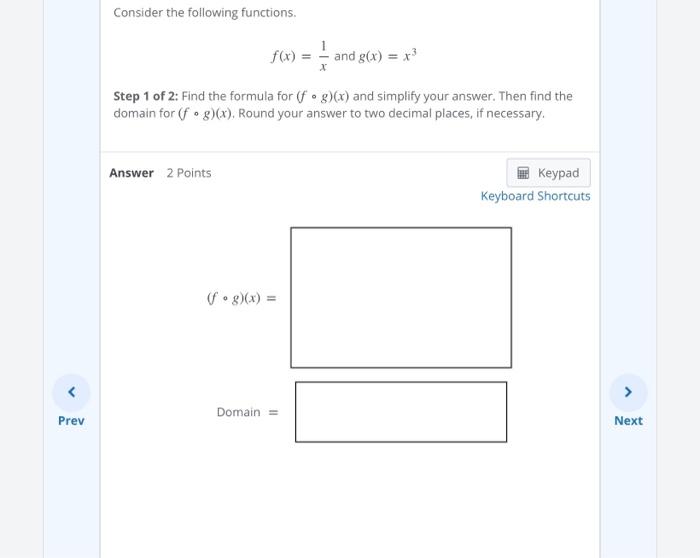 Solved Consider the following functions. 1 f(x) and g(x) = | Chegg.com