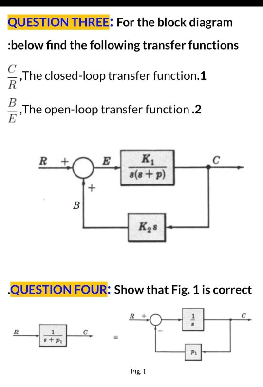 Solved QUESTION THREE: For the block diagram :below find the | Chegg.com