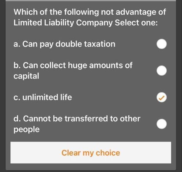 Solved Which of the following not advantage of Limited