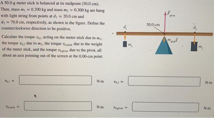 Solved A 50.0-g meter stick is balanced at its midpoint | Chegg.com