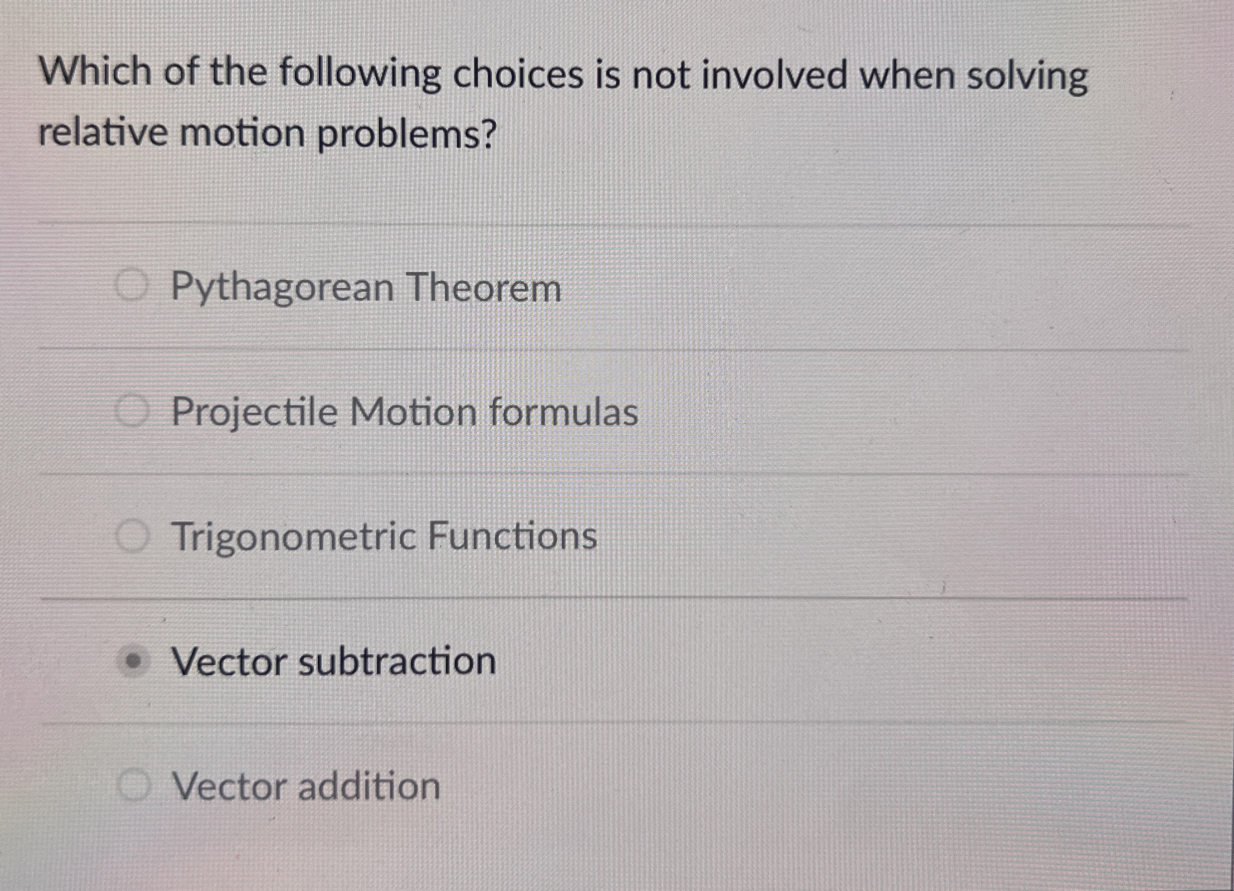 Solved Which of the following choices is not involved when | Chegg.com