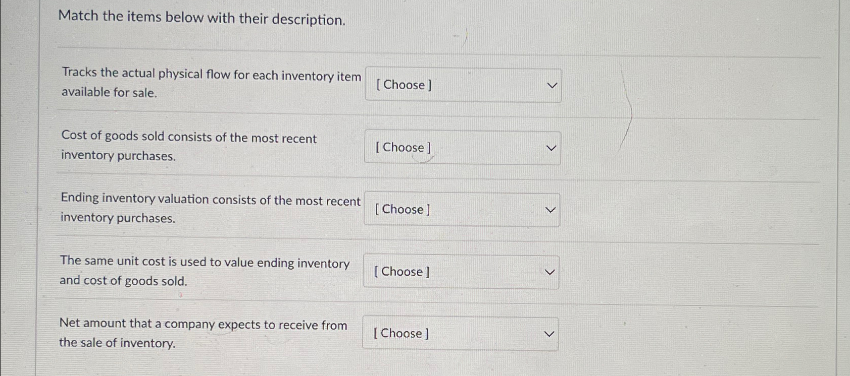 Solved Match the items below with their description.Tracks | Chegg.com