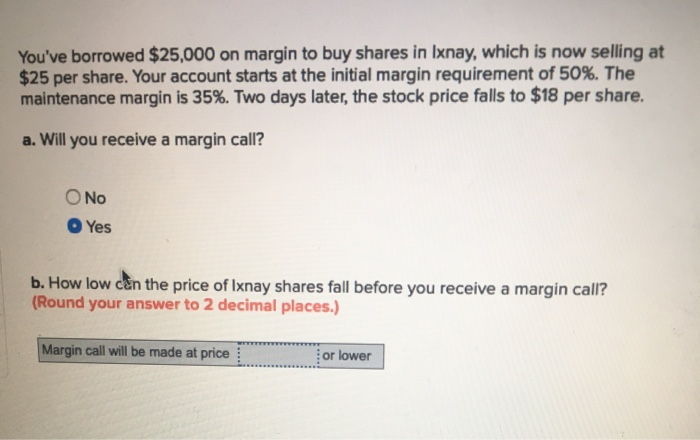 Solved You've Borrowed $25,000 On Margin To Buy Shares In | Chegg.com