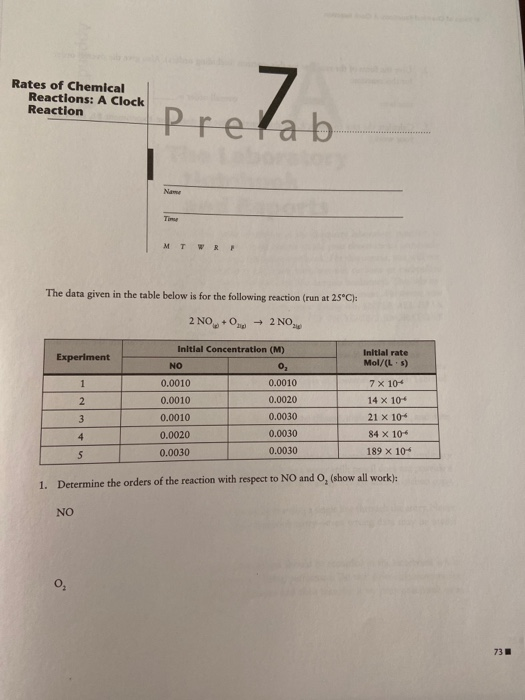 Solved Rates of Chemical Reactions A Clock Reaction 7.